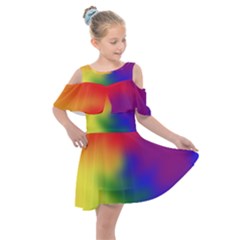 Rainbow Colors Lgbt Pride Abstract Art Kids  Shoulder Cutout Chiffon Dress by yoursparklingshop