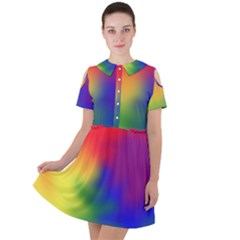 Rainbow Colors Lgbt Pride Abstract Art Short Sleeve Shoulder Cut Out Dress  by yoursparklingshop