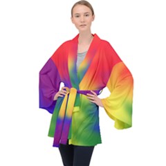 Rainbow Colors Lgbt Pride Abstract Art Long Sleeve Velvet Kimono  by yoursparklingshop