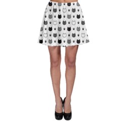 Kitten Head Paw Footprint Seamless Pattern 1 Skater Skirt by TastefulDesigns