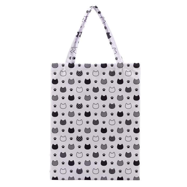 kitten head paw footprint seamless pattern 1 Classic Tote Bag