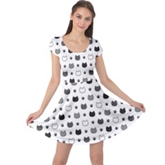 Kitten Head Paw Footprint Seamless Pattern 1 Cap Sleeve Dress by TastefulDesigns