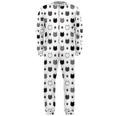 Kitten Head Paw Footprint Seamless Pattern 1 Onepiece Jumpsuit (men) 