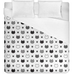 Kitten Head Paw Footprint Seamless Pattern 1 Duvet Cover (king Size) by TastefulDesigns