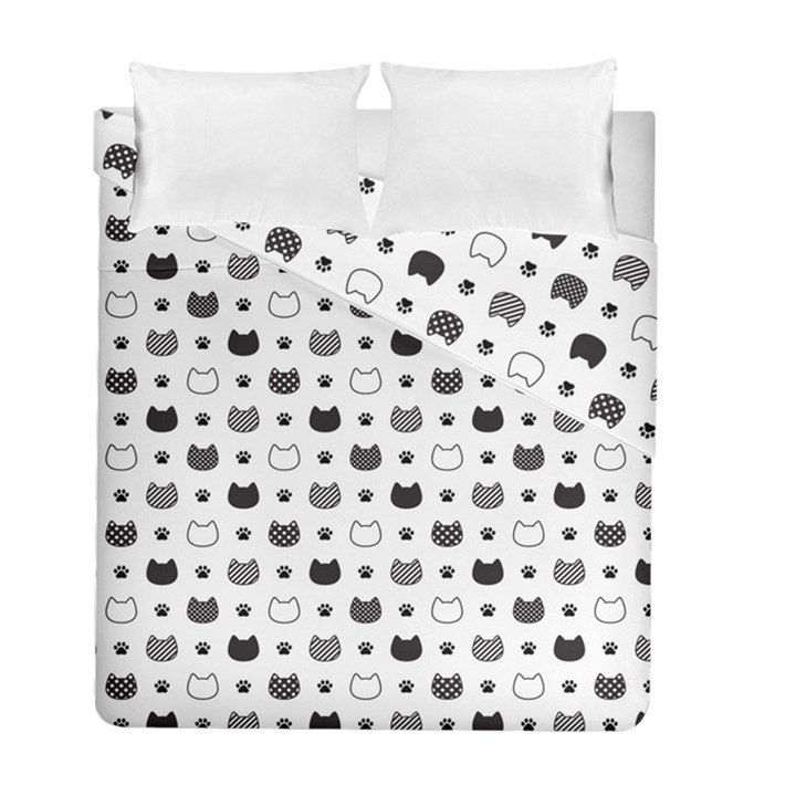 kitten head paw footprint seamless pattern 1 Duvet Cover Double Side (Full/ Double Size)