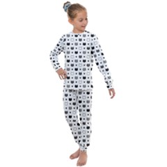 Kitten Head Paw Footprint Seamless Pattern 1 Kids  Long Sleeve Set 