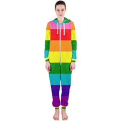 Original 8 Stripes Lgbt Pride Rainbow Flag Hooded Jumpsuit (ladies) 