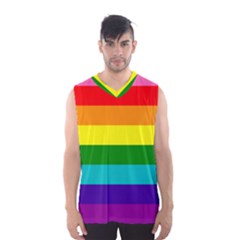 Original 8 Stripes Lgbt Pride Rainbow Flag Men s Basketball Tank Top by yoursparklingshop