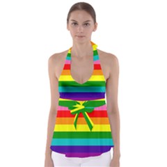 Original 8 Stripes Lgbt Pride Rainbow Flag Babydoll Tankini Top by yoursparklingshop