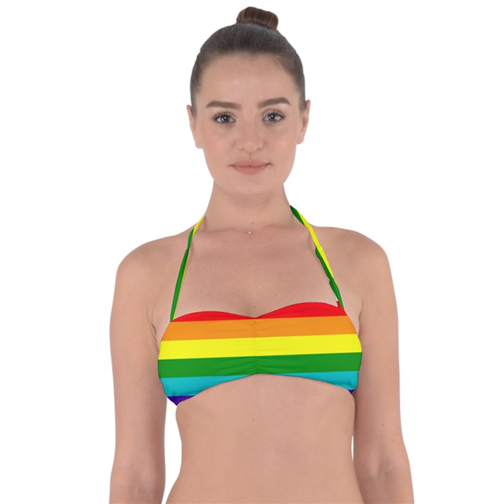 Original 8 Stripes LGBT Pride Rainbow Flag Halter Bandeau Bikini Top