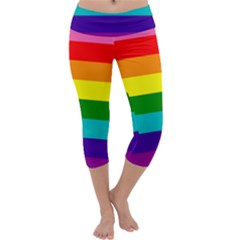 Original 8 Stripes Lgbt Pride Rainbow Flag Capri Yoga Leggings by yoursparklingshop