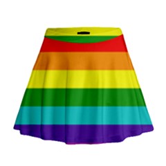 Original 8 Stripes Lgbt Pride Rainbow Flag Mini Flare Skirt by yoursparklingshop