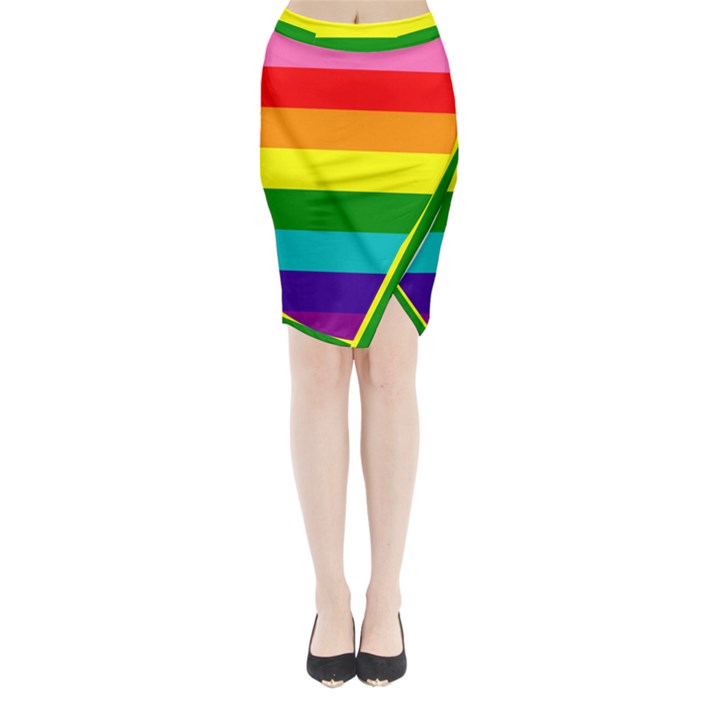 Original 8 Stripes LGBT Pride Rainbow Flag Midi Wrap Pencil Skirt