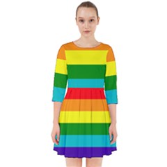 Original 8 Stripes Lgbt Pride Rainbow Flag Smock Dress by yoursparklingshop