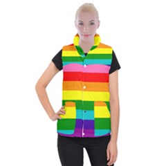 Original 8 Stripes Lgbt Pride Rainbow Flag Women s Button Up Vest