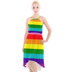 Original 8 Stripes Lgbt Pride Rainbow Flag High-low Halter Chiffon Dress  by yoursparklingshop