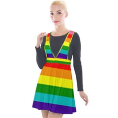 Original 8 Stripes Lgbt Pride Rainbow Flag Plunge Pinafore Velour Dress by yoursparklingshop