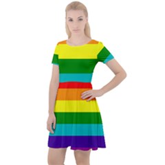 Original 8 Stripes Lgbt Pride Rainbow Flag Cap Sleeve Velour Dress  by yoursparklingshop