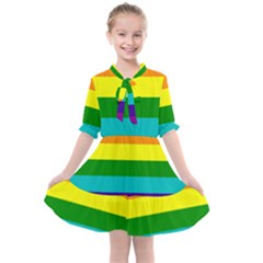 Original 8 Stripes Lgbt Pride Rainbow Flag Kids  All Frills Chiffon Dress by yoursparklingshop