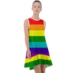 Original 8 Stripes Lgbt Pride Rainbow Flag Frill Swing Dress by yoursparklingshop