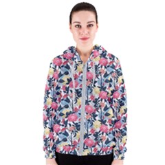 Beautiful Floral Pattern Women s Zipper Hoodie