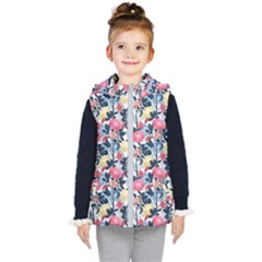 Beautiful Floral Pattern Kids  Hooded Puffer Vest by TastefulDesigns