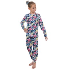 Beautiful Floral Pattern Kids  Long Sleeve Set 