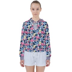 Beautiful Floral Pattern Women s Tie Up Sweat