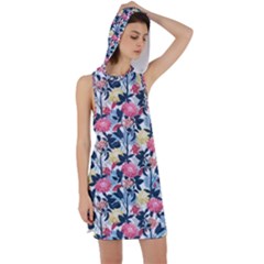 Beautiful Floral Pattern Racer Back Hoodie Dress by TastefulDesigns