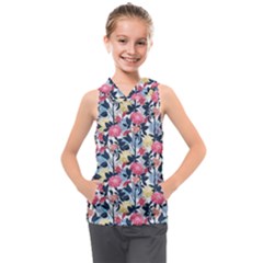 Beautiful Floral Pattern Kids  Sleeveless Hoodie by TastefulDesigns