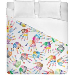 Colorful Palms, Hand Print Pattern, Rainbow Colors Palette Duvet Cover (california King Size) by Casemiro