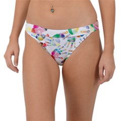 Colorful Palms, Hand Print Pattern, Rainbow Colors Palette Band Bikini Bottom by Casemiro