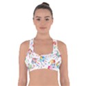 Colorful palms, hand print pattern, rainbow colors palette Cross Back Sports Bra View1