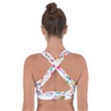 Colorful palms, hand print pattern, rainbow colors palette Cross Back Sports Bra View2