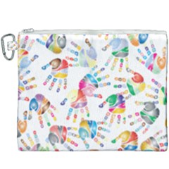 Colorful Palms, Hand Print Pattern, Rainbow Colors Palette Canvas Cosmetic Bag (xxxl) by Casemiro