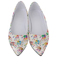 Colorful Palms, Hand Print Pattern, Rainbow Colors Palette Women s Low Heels