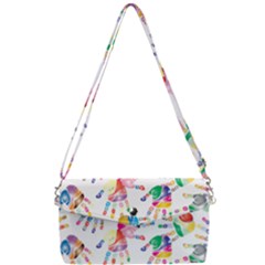 Colorful Palms, Hand Print Pattern, Rainbow Colors Palette Removable Strap Clutch Bag