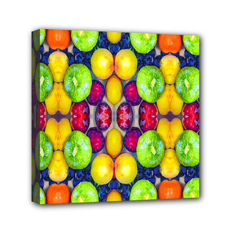 Fruits And Vegetables Pattern Mini Canvas 6  X 6  (stretched) by dflcprintsclothing