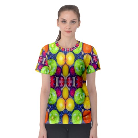 Fruits And Vegetables Pattern Women s Sport Mesh Tee by dflcprintsclothing