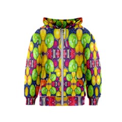 Fruits And Vegetables Pattern Kids  Zipper Hoodie by dflcprintsclothing