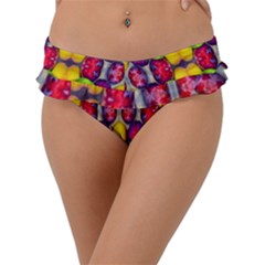 Fruits And Vegetables Pattern Frill Bikini Bottom