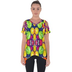 Fruits And Vegetables Pattern Cut Out Side Drop Tee by dflcprintsclothing