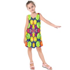 Fruits And Vegetables Pattern Kids  Sleeveless Dress