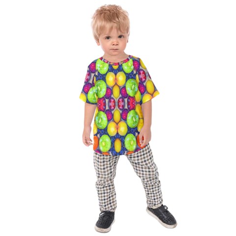 Fruits And Vegetables Pattern Kids  Raglan Tee by dflcprintsclothing