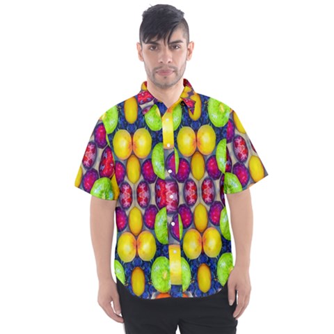 Fruits And Vegetables Pattern Men s Short Sleeve Shirt by dflcprintsclothing