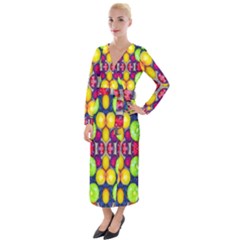 Fruits And Vegetables Pattern Velvet Maxi Wrap Dress