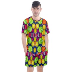 Fruits And Vegetables Pattern Men s Mesh Tee And Shorts Set