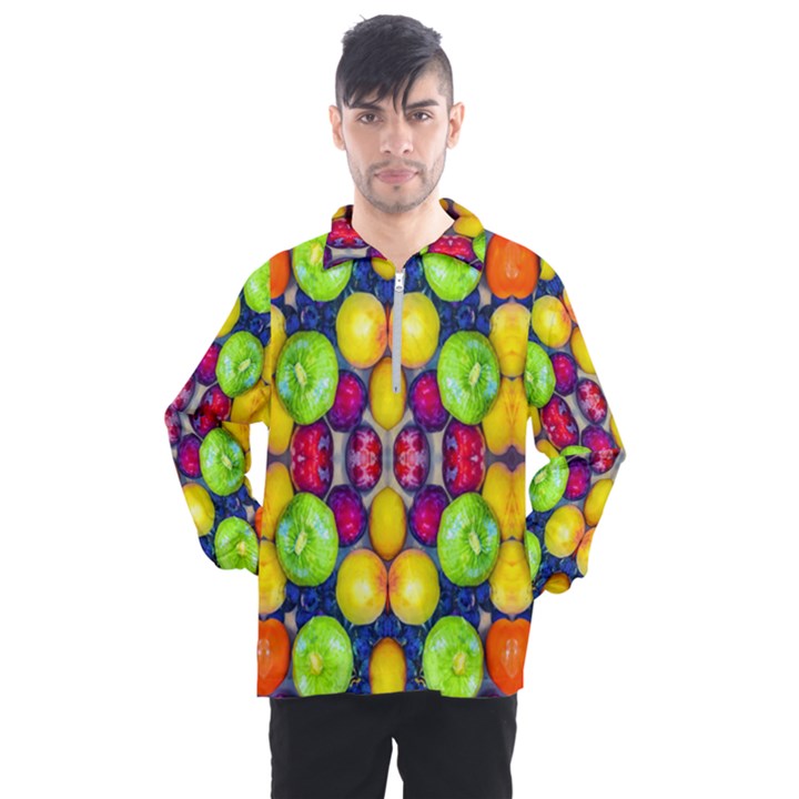 Fruits And Vegetables Pattern Men s Half Zip Pullover