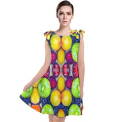 Fruits And Vegetables Pattern Tie Up Tunic Dress by dflcprintsclothing