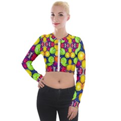 Fruits And Vegetables Pattern Long Sleeve Cropped Velvet Jacket